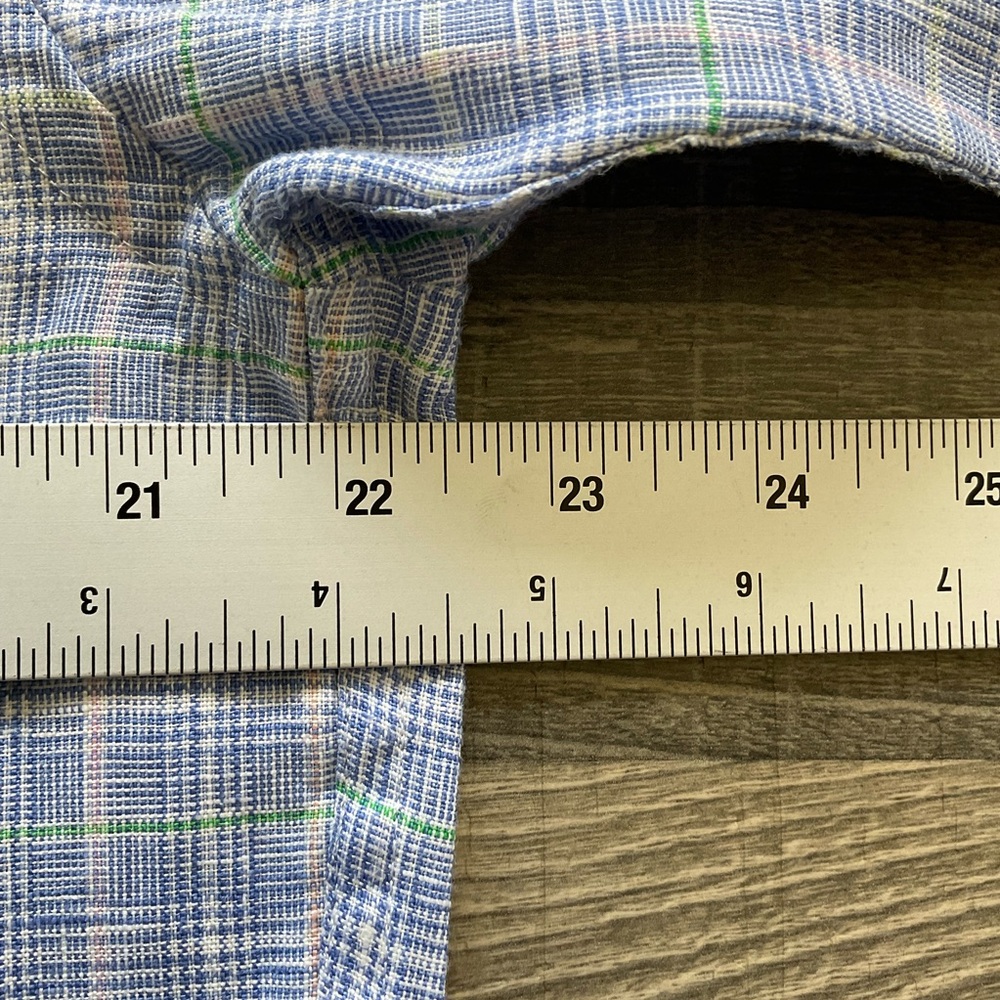 Brooks Brothers Irish Linen Shirt Mens MEDIUM Blue Plaid Button Down Long Sleeve - Picture 7 of 11
